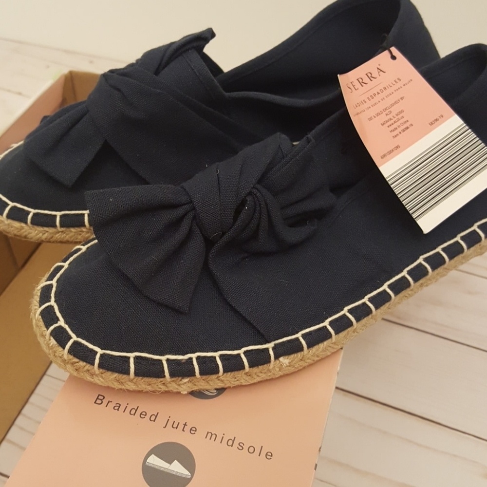 Serra Ladies Size 7 Braided Jute Navy Slip-on Shoe